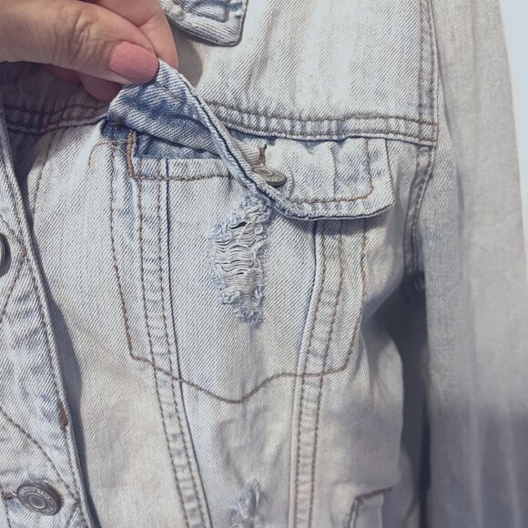 Mudd Y2K Stone Washed Distressed Denim/Jean Long Sleeve Jacket-Medium-Button Up - Picture 9 of 16